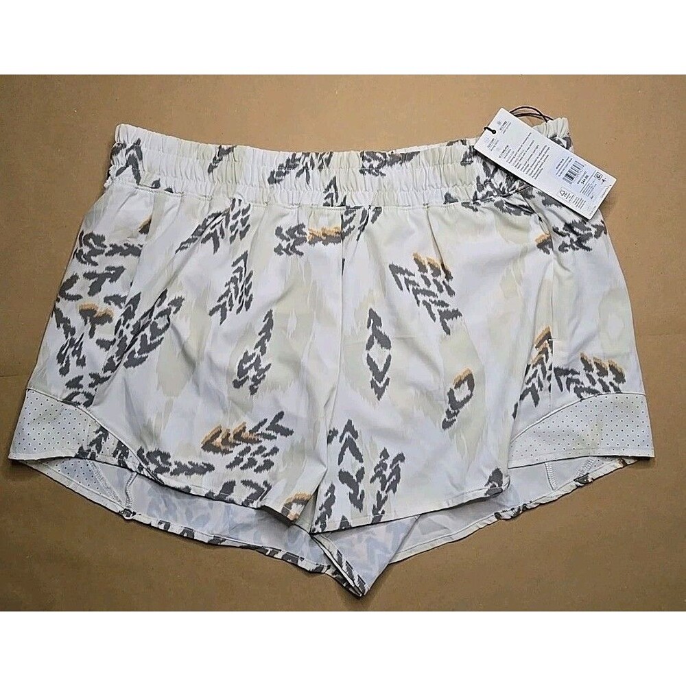 CALIA Womens 3in Mid Rise Infinity Run Colle Short Island Ikate Light Cream